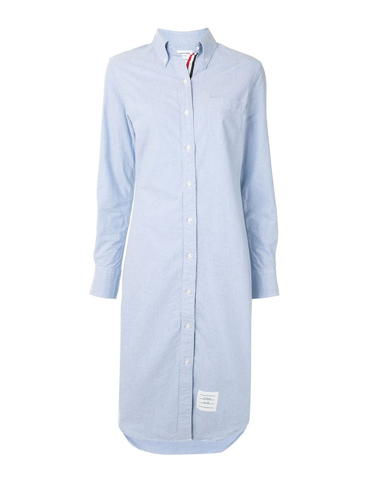     Thom-Browne-Knee-Length-Long-Sleeve-Point-Collar-Shirt-Light-Blue-1