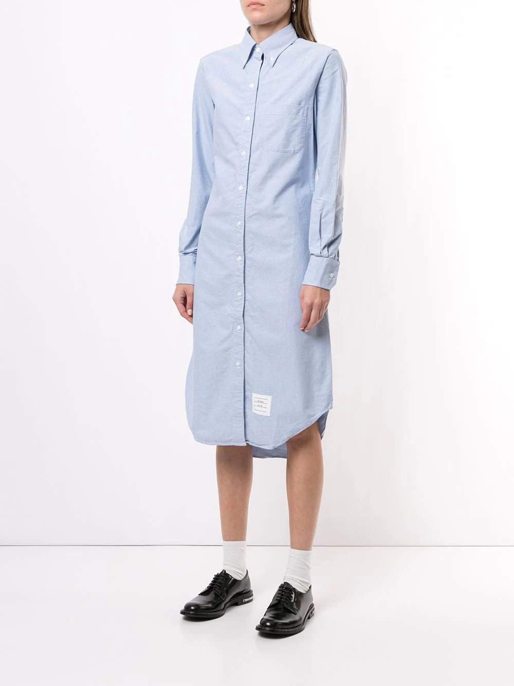 Thom-Browne-Knee-Length-Long-Sleeve-Point-Collar-Shirt-Light-Blue-3