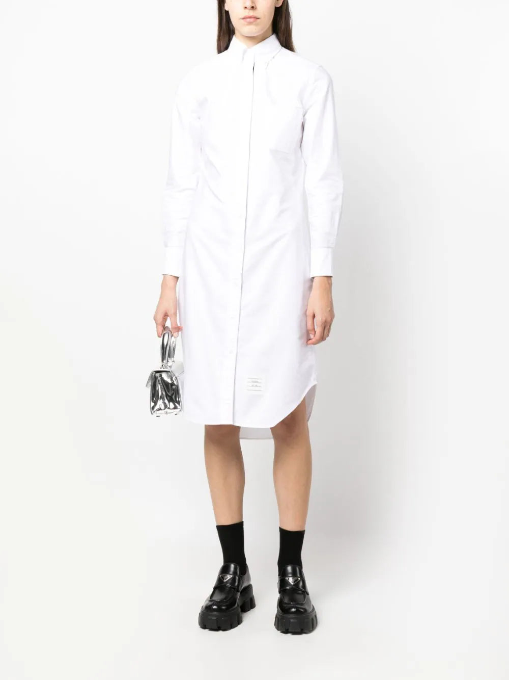 Thom-Browne-Knee-Length-Point-Collar-Shirt-White-2