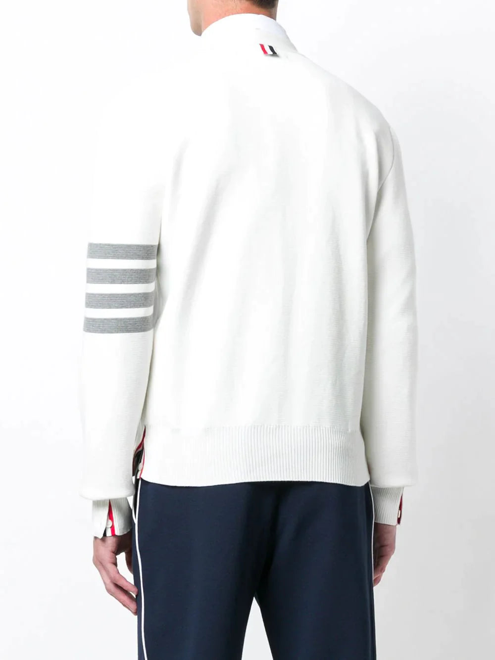 Thom Browne Milano Stitch V Neck Cardigan White 4