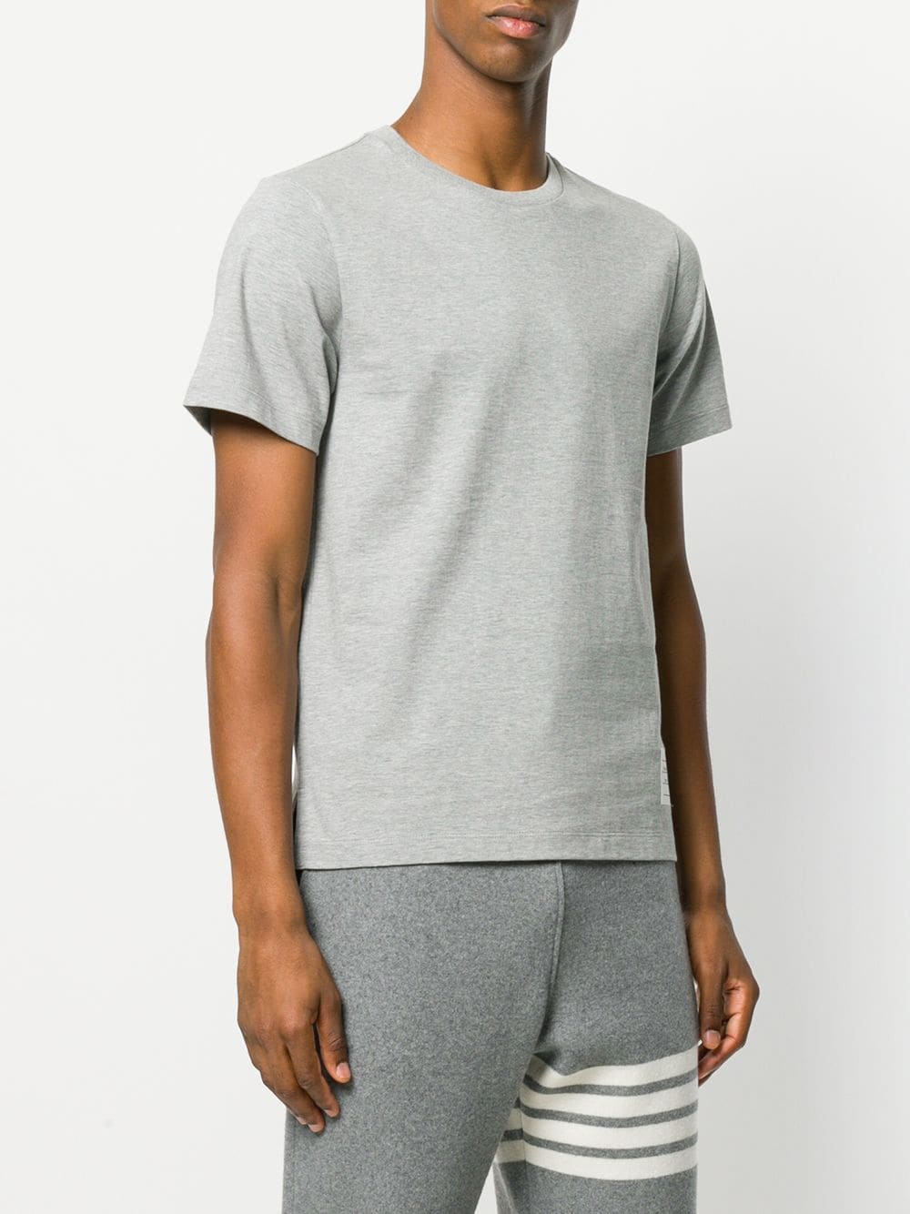 Thom Browne Relaxed Fit Short Sleeve Tee With Side Slit Light Grey 3