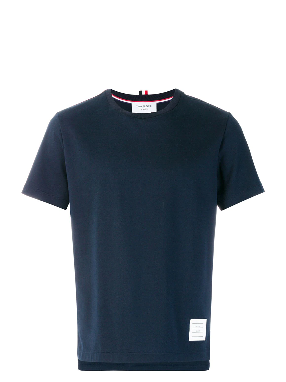 Thom Browne Relaxed Fit Tee With Side Slit Navy 1