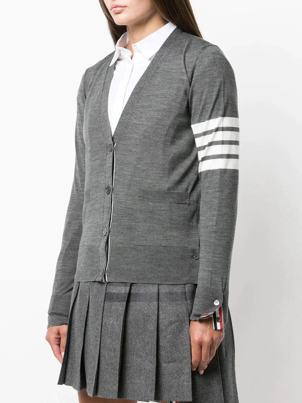 Thom Browne Relaxed Fit V Neck Cardigan Grey 3