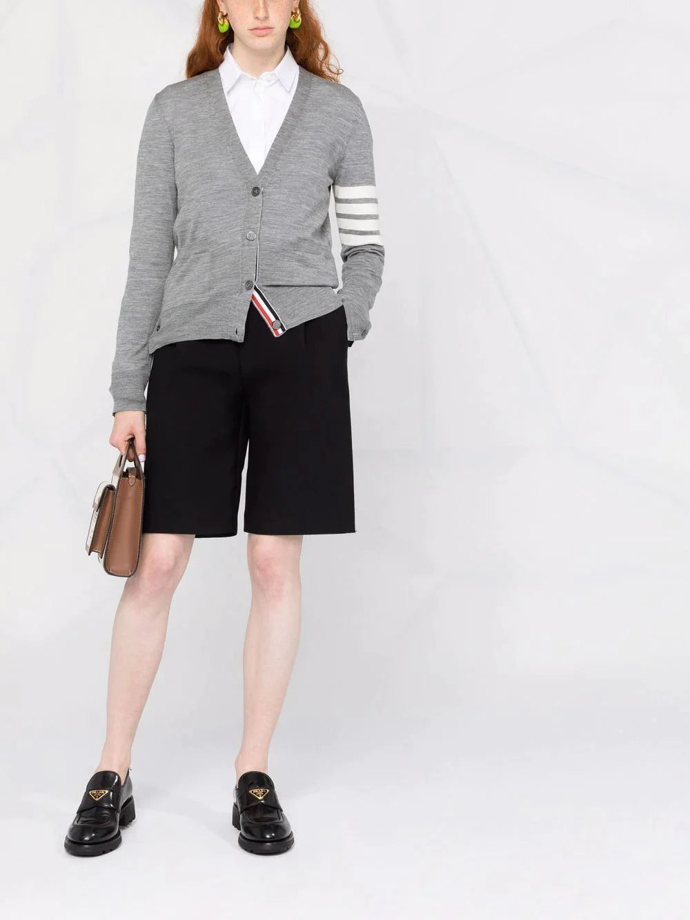 Thom-Browne-Relaxed-Fit-V-Neck-Cardigan-Light-Grey-2