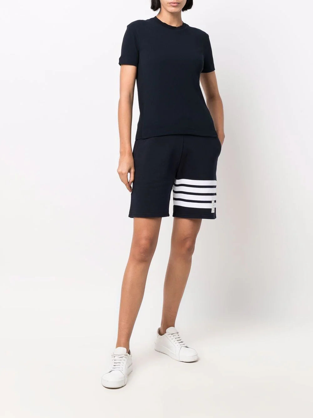 Thom Browne Short Sleeve Tee With 4Bar Side Navy 2