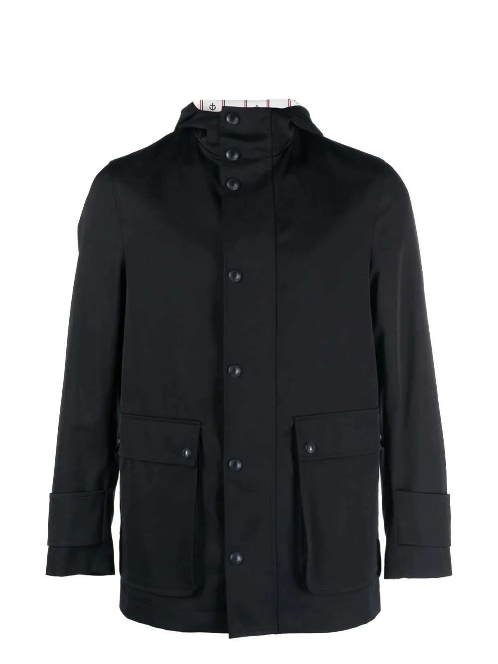 Thom Browne Simplified Snap Front Rain Coat Navy 1