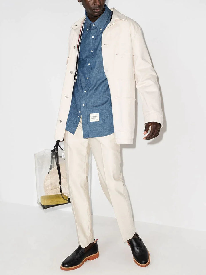 Thom-Browne-Straight-Fit-Button-Down-Long-Shirt-Blue-2