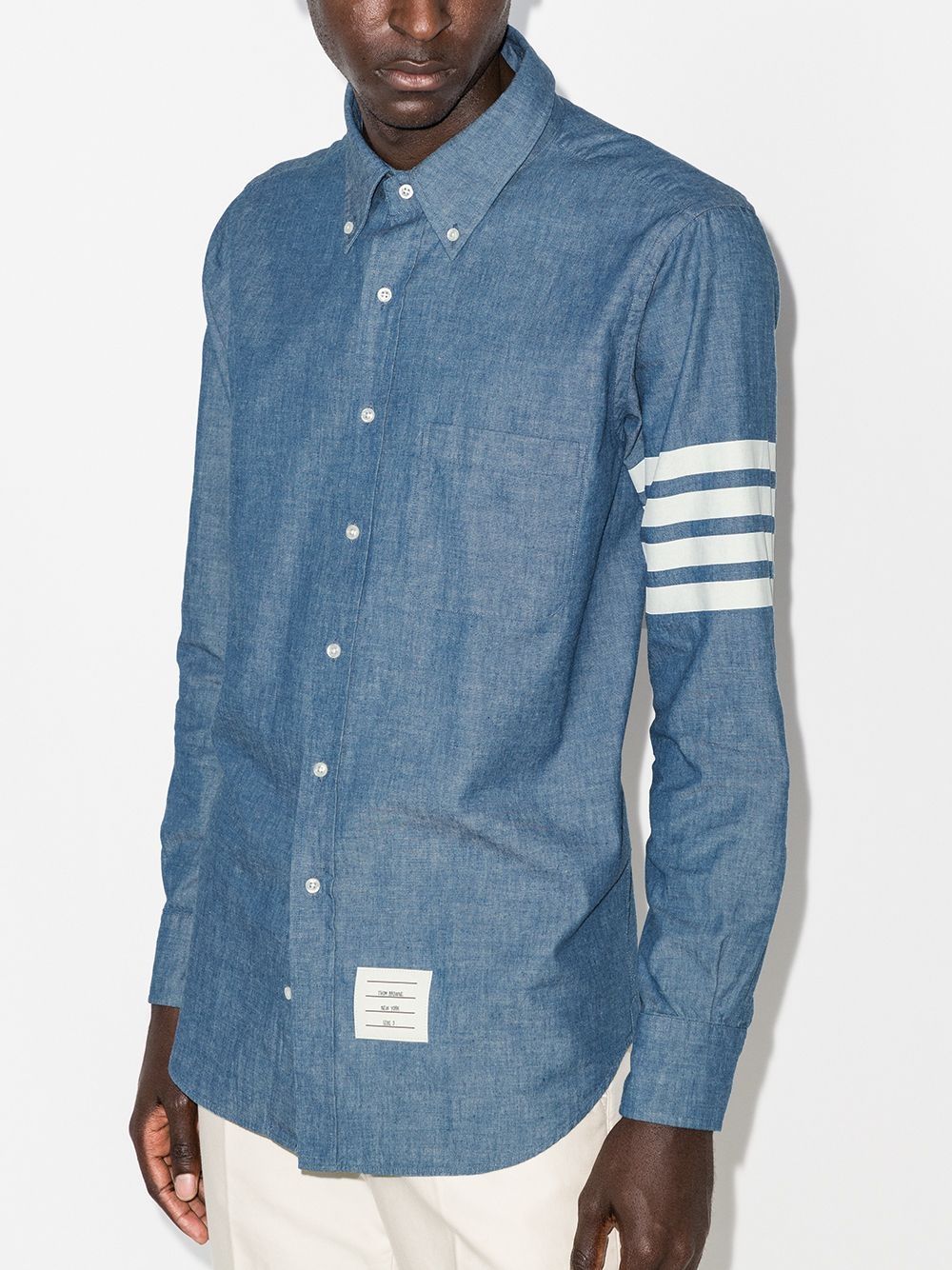 Thom-Browne-Straight-Fit-Button-Down-Long-Shirt-Blue-3
