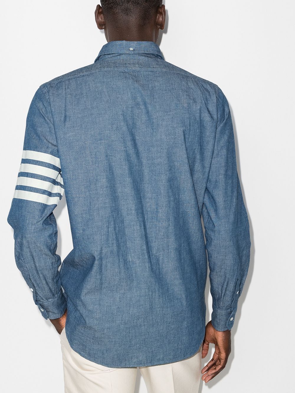 Thom-Browne-Straight-Fit-Button-Down-Long-Shirt-Blue-4