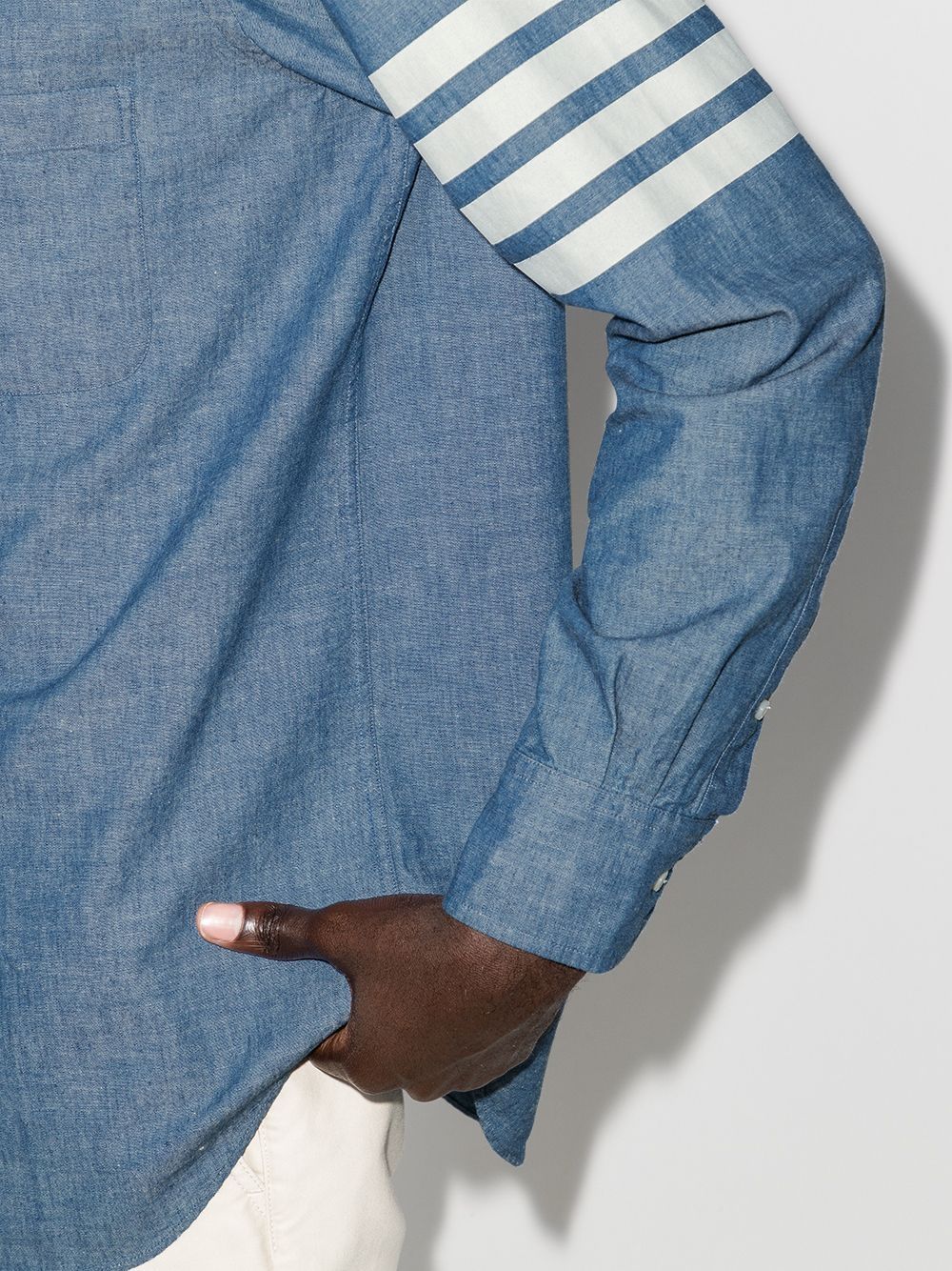 Thom-Browne-Straight-Fit-Button-Down-Long-Shirt-Blue-5