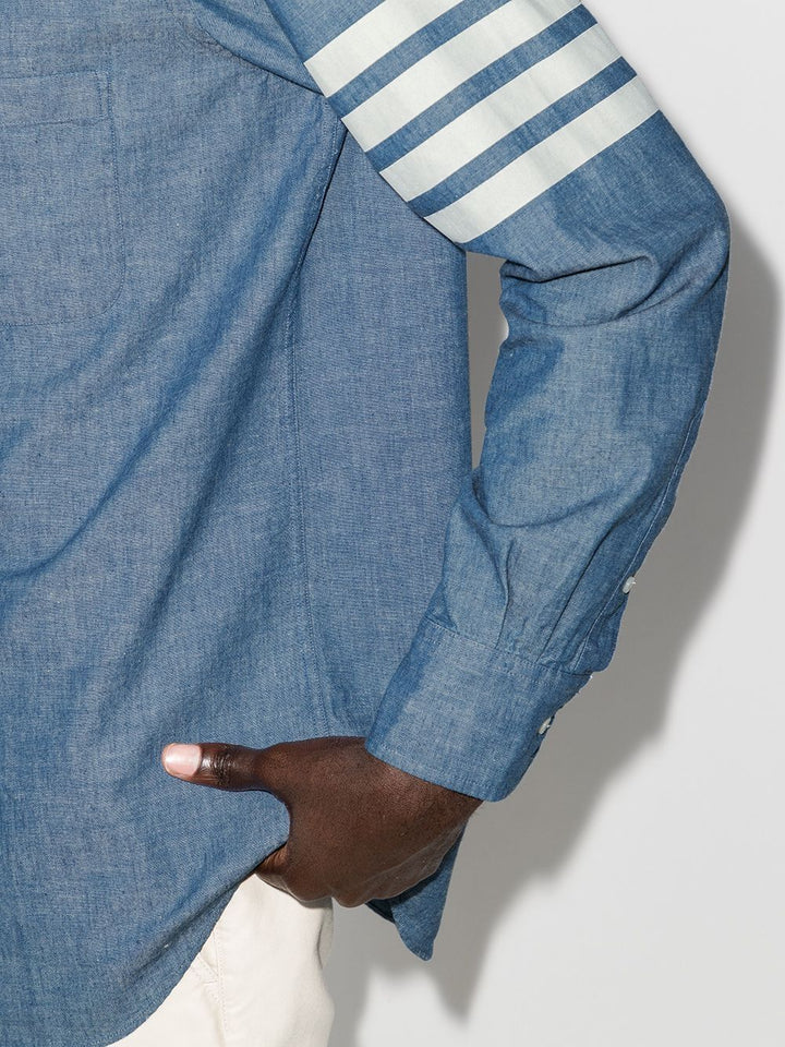 Thom-Browne-Straight-Fit-Button-Down-Long-Shirt-Blue-5