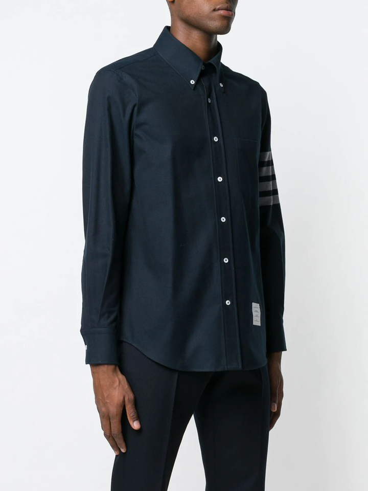 Thom-Browne-Straight-Fit-Long-Sleeve-Shirt-Navy-3