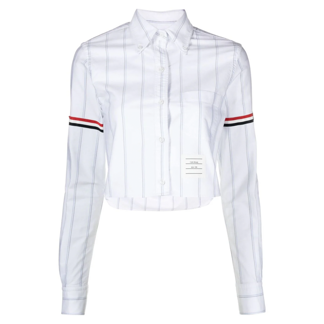 Stripe Oxford Armband Cropped Shirt Women