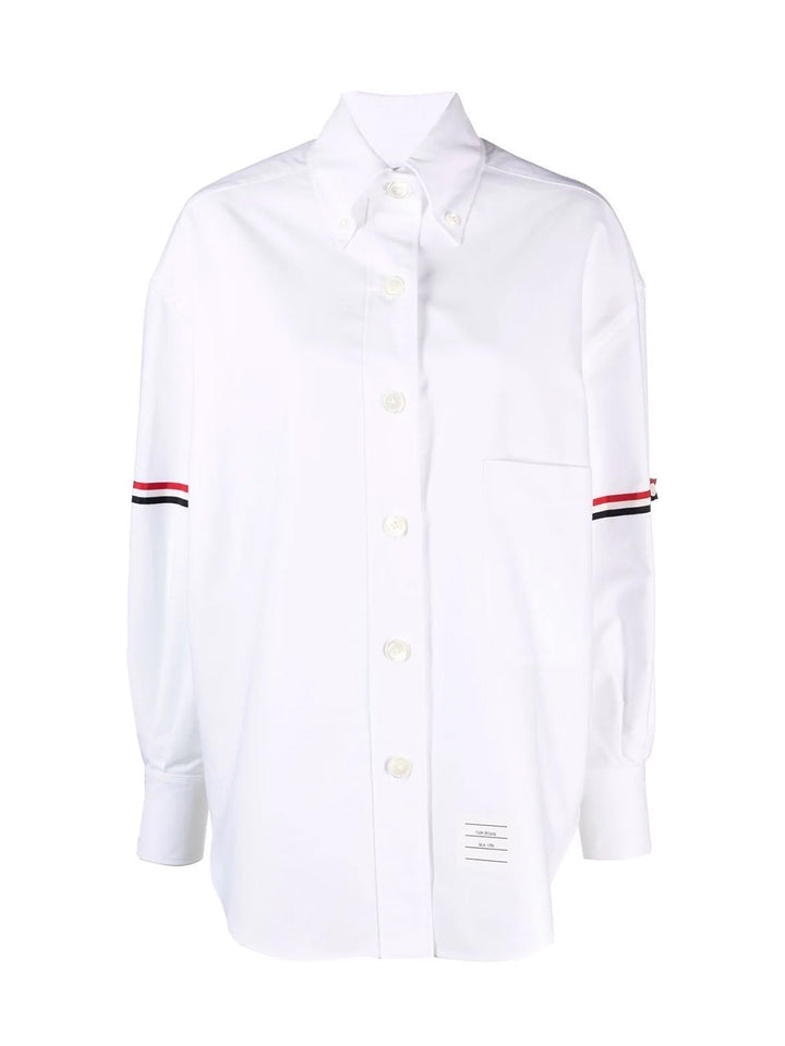     Thom-Browne-Supersized-Long-Sleeve-Cropped-Shirt-White-1