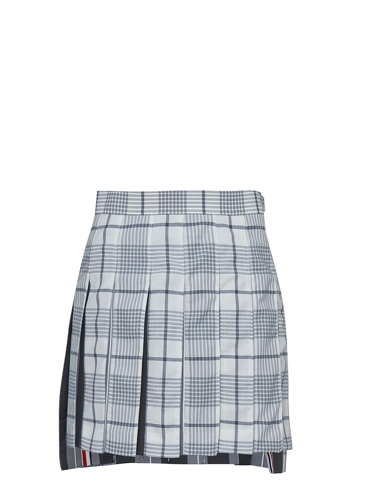 Thom Browne Thigh Length Dropped Back Pleated Skirt Grey 1