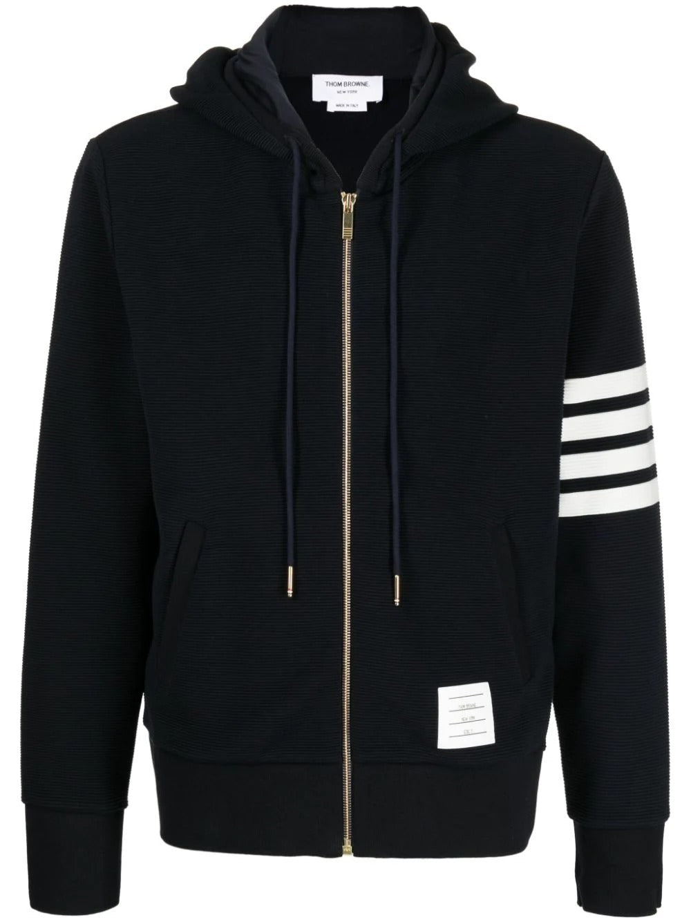 Zip Hoodie With 4Bar In Cotton