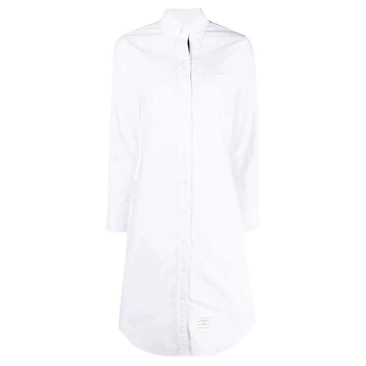 Knee Length Long Sleeve Point Collar Shirt