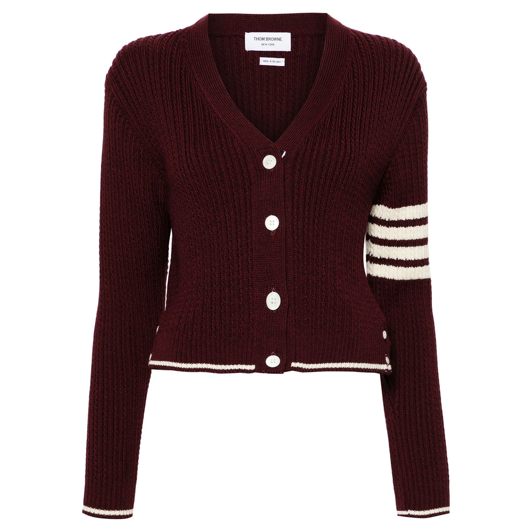 Merino Wool 4-Bar Cropped Cardigan