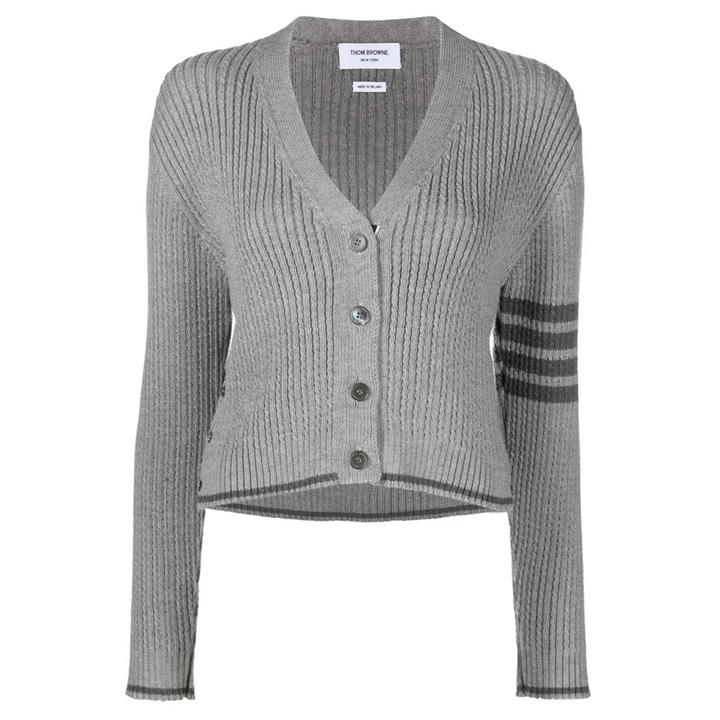 Merino Wool 4-Bar Cropped Cardigan