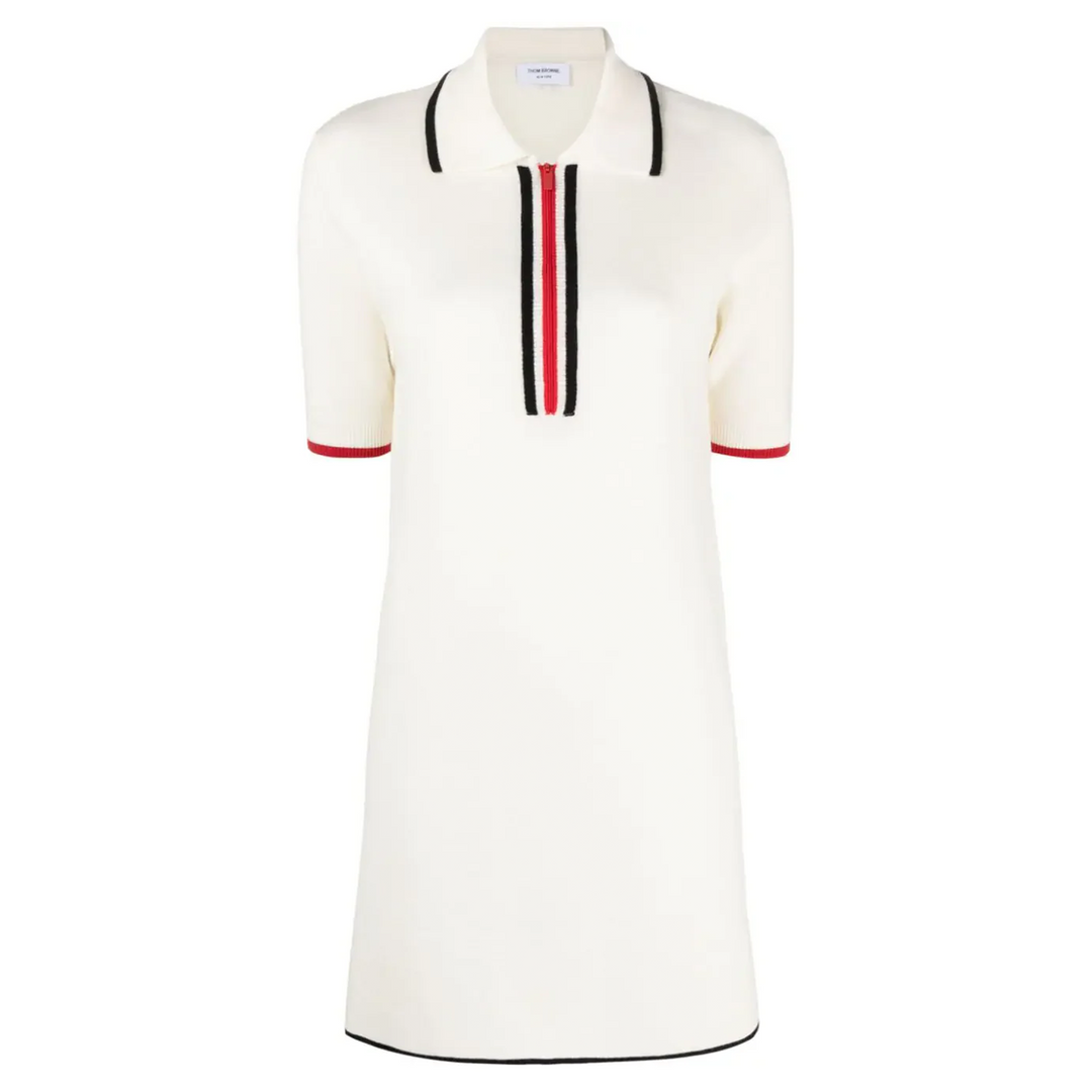 Merino Wool Milano Stitch Zip Up Polo Dress Women