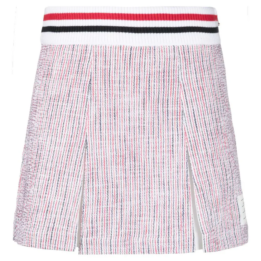 Tweed Seersucker Pleated Skirt Women