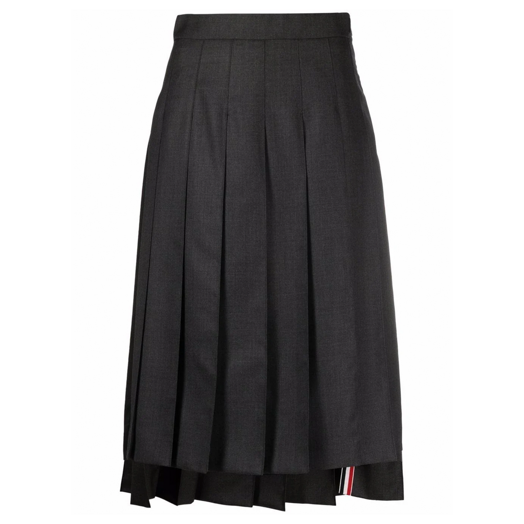 Twill Pleated Midi Skirt