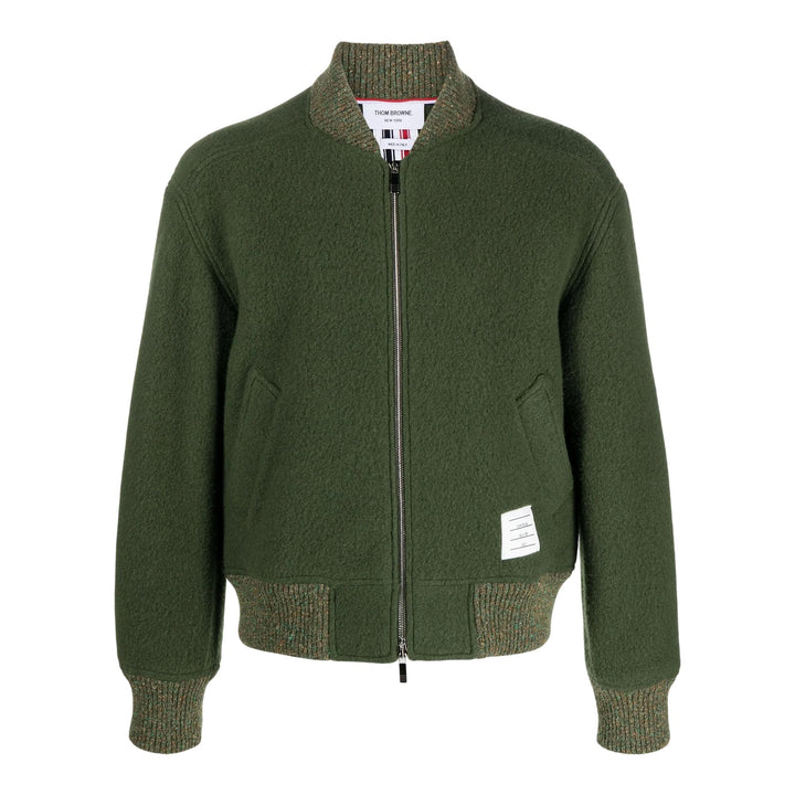 Club21 - Thom Browne - Bomber With Rwb Stripe In Wool Men - BLOUSON - Dark Green