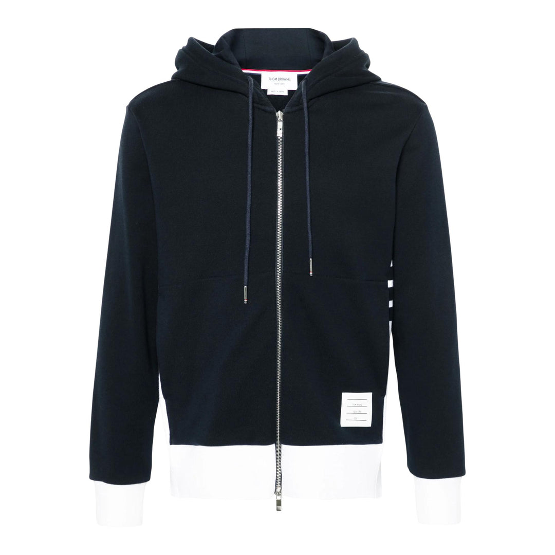Club21 - Thom Browne - Classic 4-Bar Jersey Zip Up Hoodie Men - SWEATERS - Navy