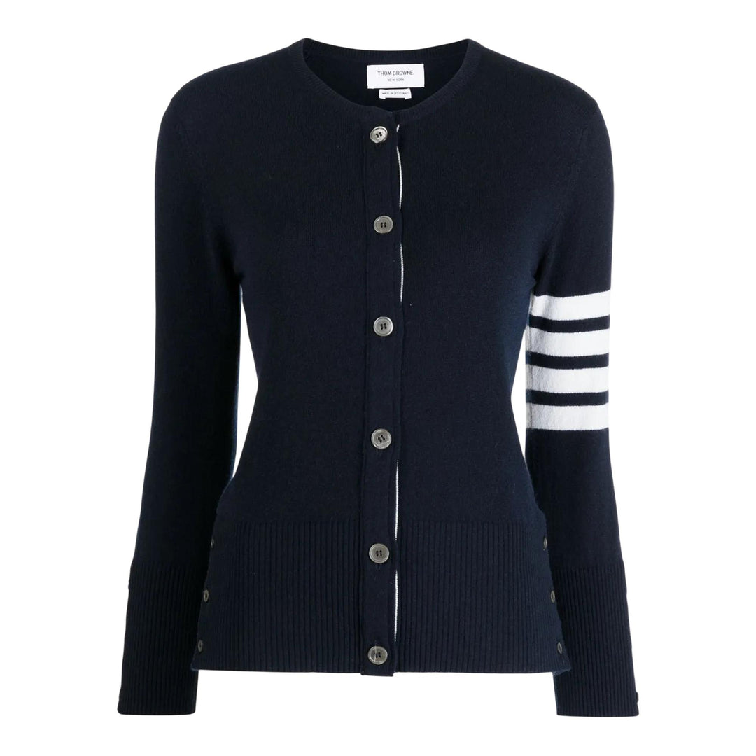 Club21 - Thom Browne - Classic Cashmere 4-Bar Crew Neck Cardigan Women - CARDIGANS - Navy