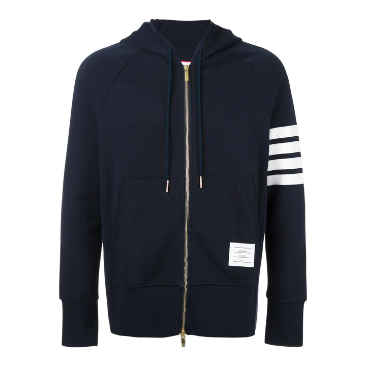 Club21 - Thom Browne - Classic Loopback 4-Bar Full Zip Hoodie Men - JACKETS - Navy