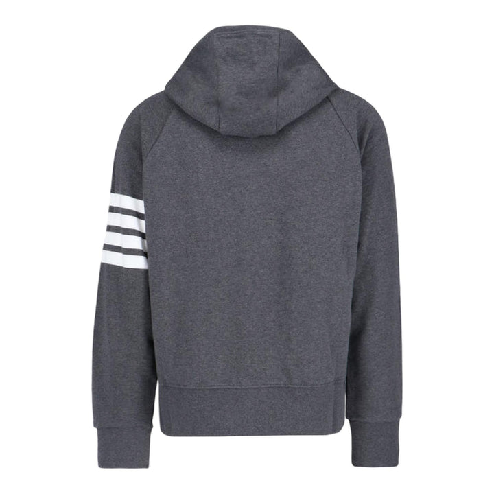 Club21 - Thom Browne - Classic Loopback 4-Bar Full Zip Hoodie Men - SWEATERS - Charcoal