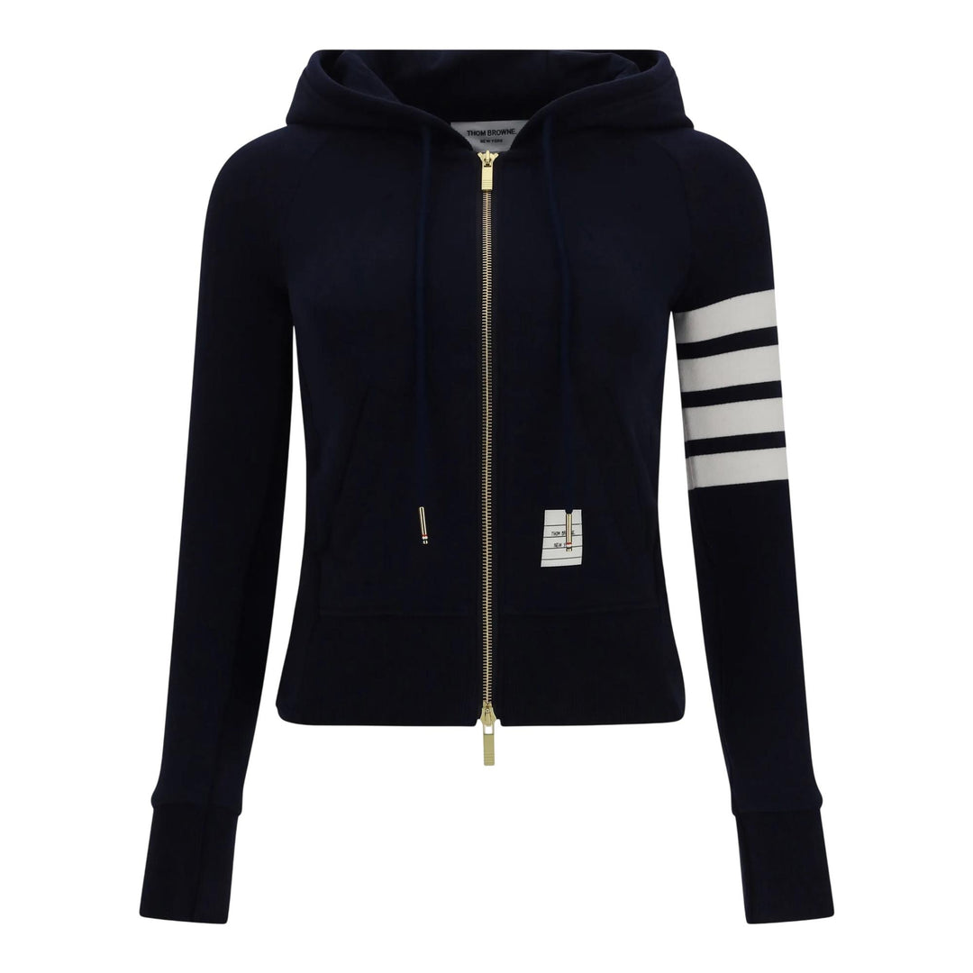 Club21 - Thom Browne - Classic Loopback 4-Bar Full Zip Hoodie Women - JACKETS - Navy