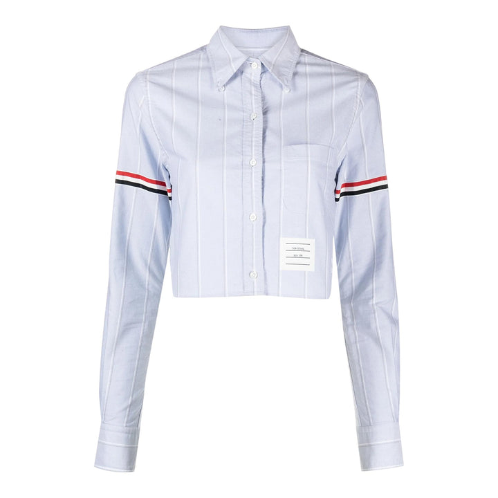 Club21 - Thom Browne - Cropped Button Down Point Collar Top Women - BLOUSES - Navy