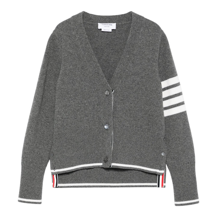 Club21 - Thom Browne - Fine Merino Intarsia Geese 4-Bar V Neck Cardigan Women - CARDIGANS - Grey