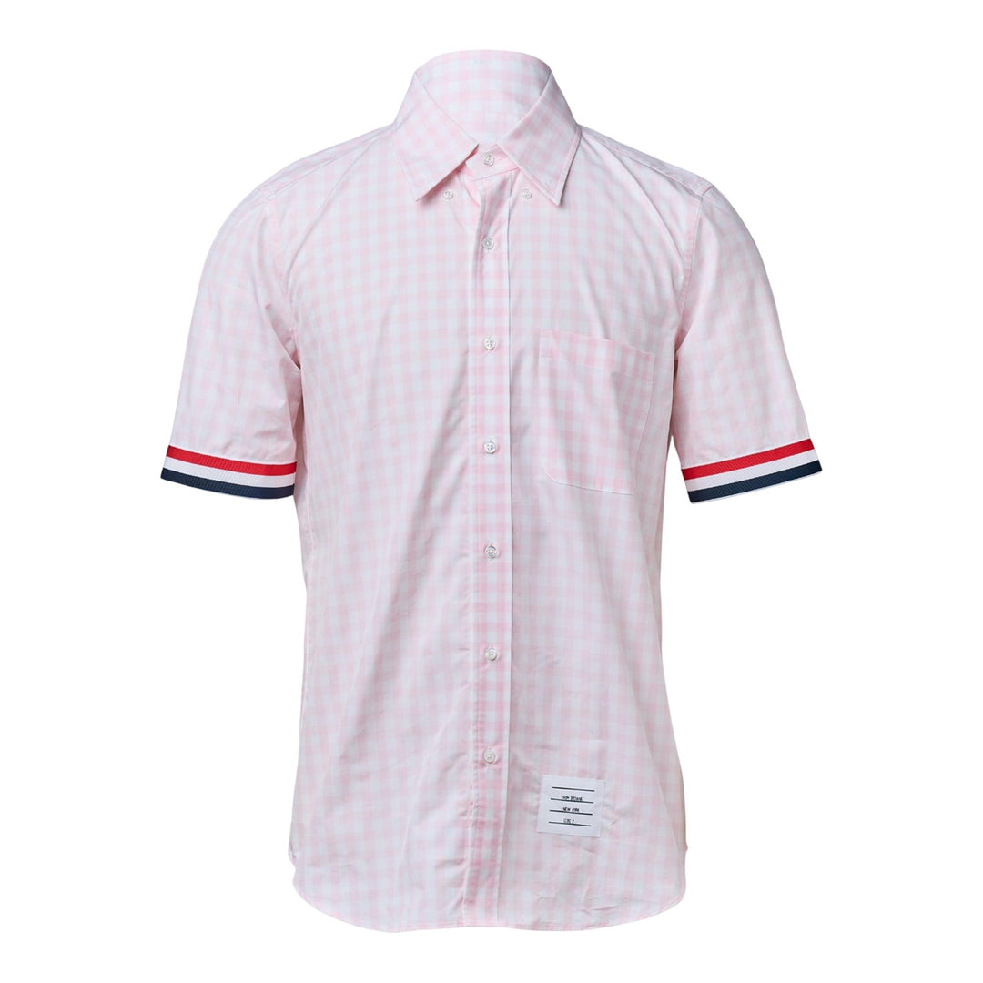 Club21 - Thom Browne - Gingham Check Poplin Short Sleeve Shirt Men - SHIRTS - Pink