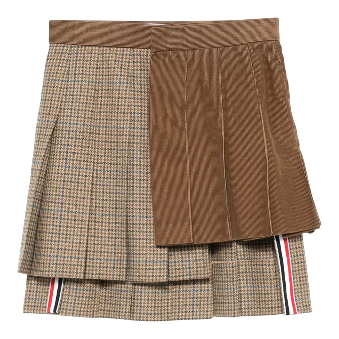 Club21 - Thom Browne - Gunclub Check Cheviot Tweed Pleated Mini Skirt Women - SKIRTS - Brown