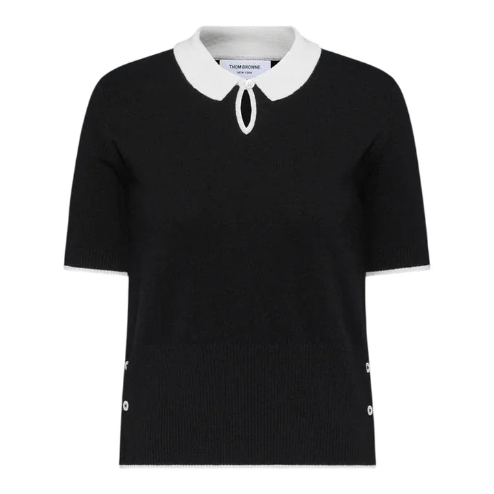 Club21 - Thom Browne - Jersey Stitch Cashmere Polo Women - POLOS - Black