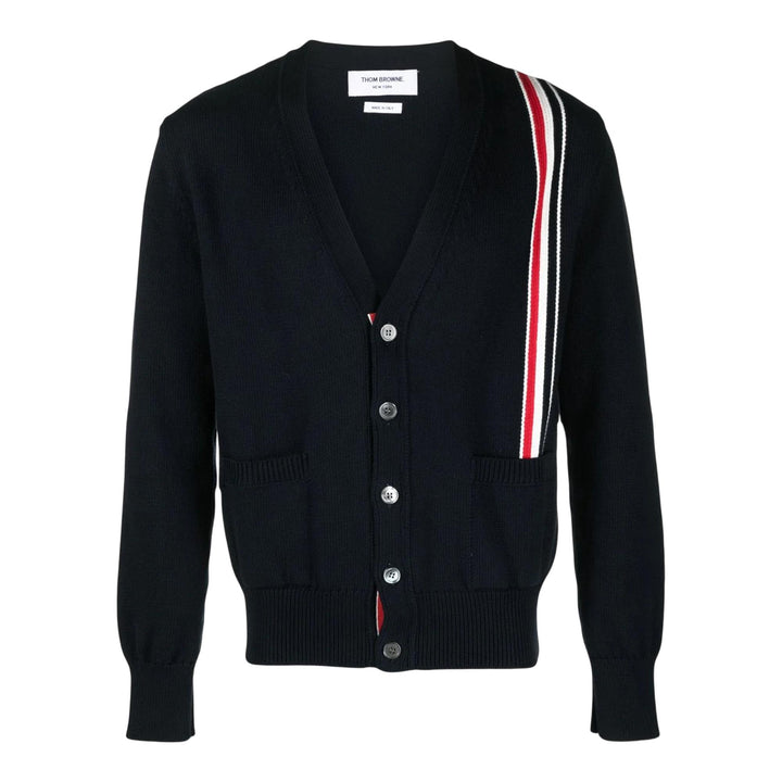 Club21 - Thom Browne - Jersey Stitch Relaxed Fit V Neck Cardigan Men - CARDIGANS - Navy