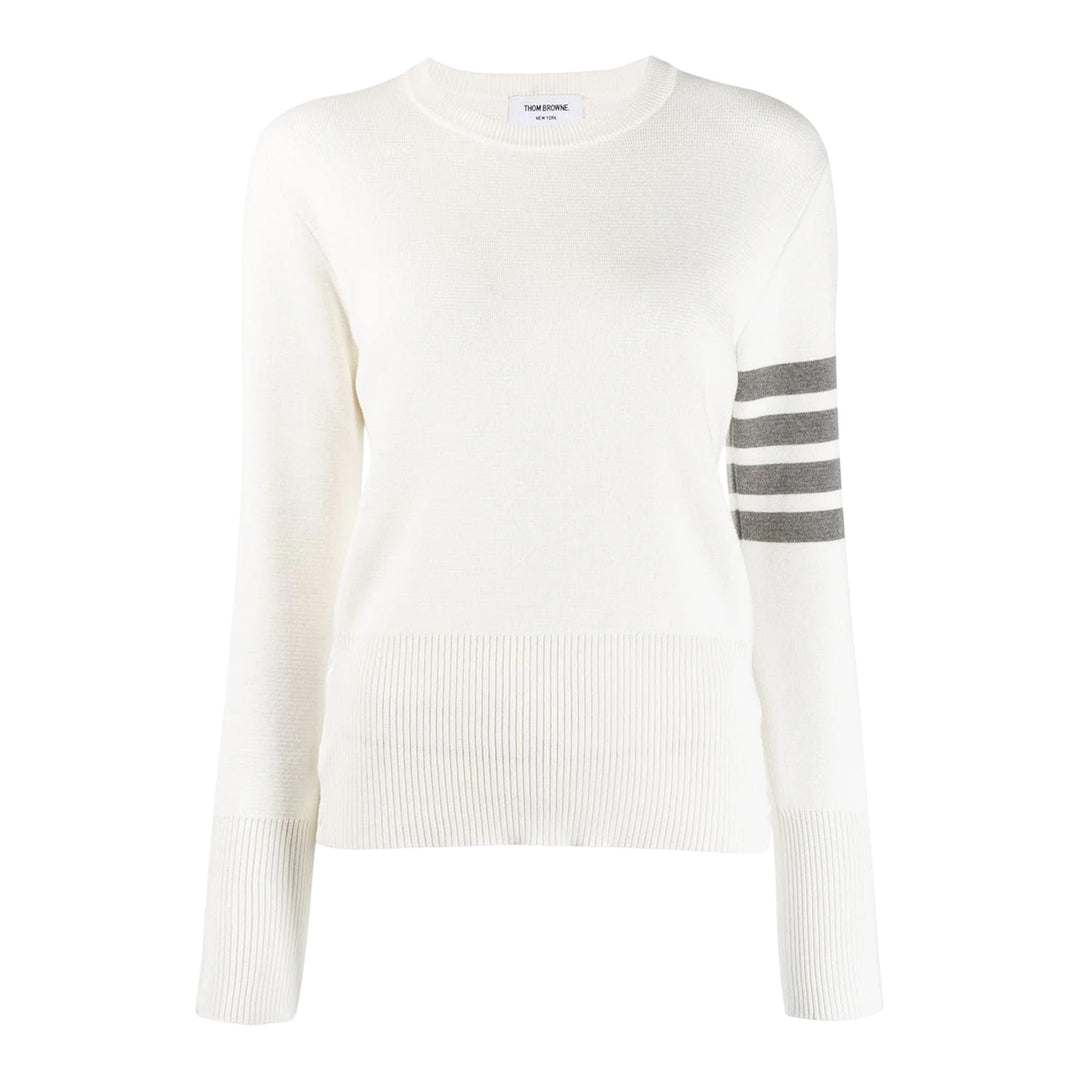 Club21 - Thom Browne - Milano Stitch Classic Crew Neck Sweatshirt Women - SWEATSHIRTS - White