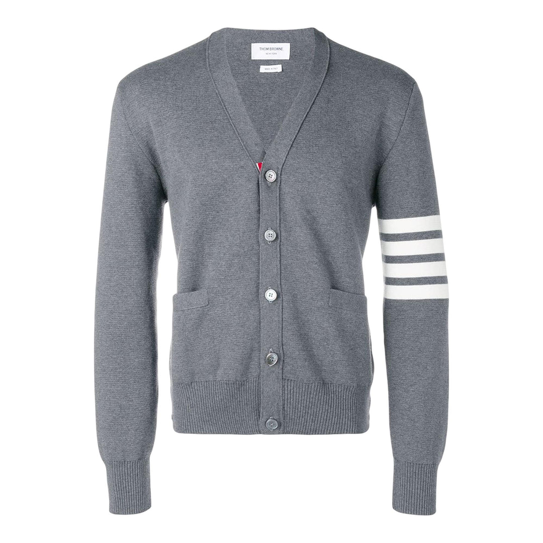 Thom Browne Milano Stitch V Neck Cardigan Grey 1