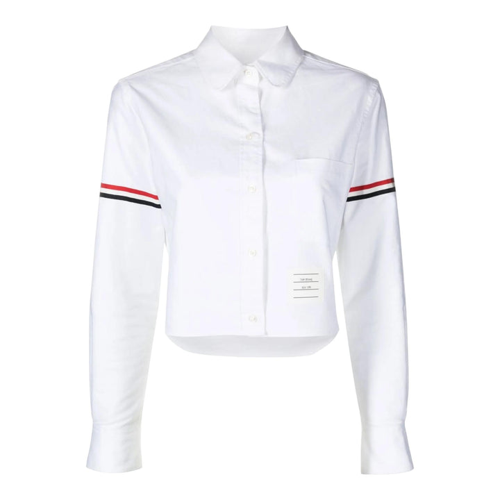 Club21 - Thom Browne - Oxford Armband Cropped Round Collar Shirt Women - BLOUSES - White