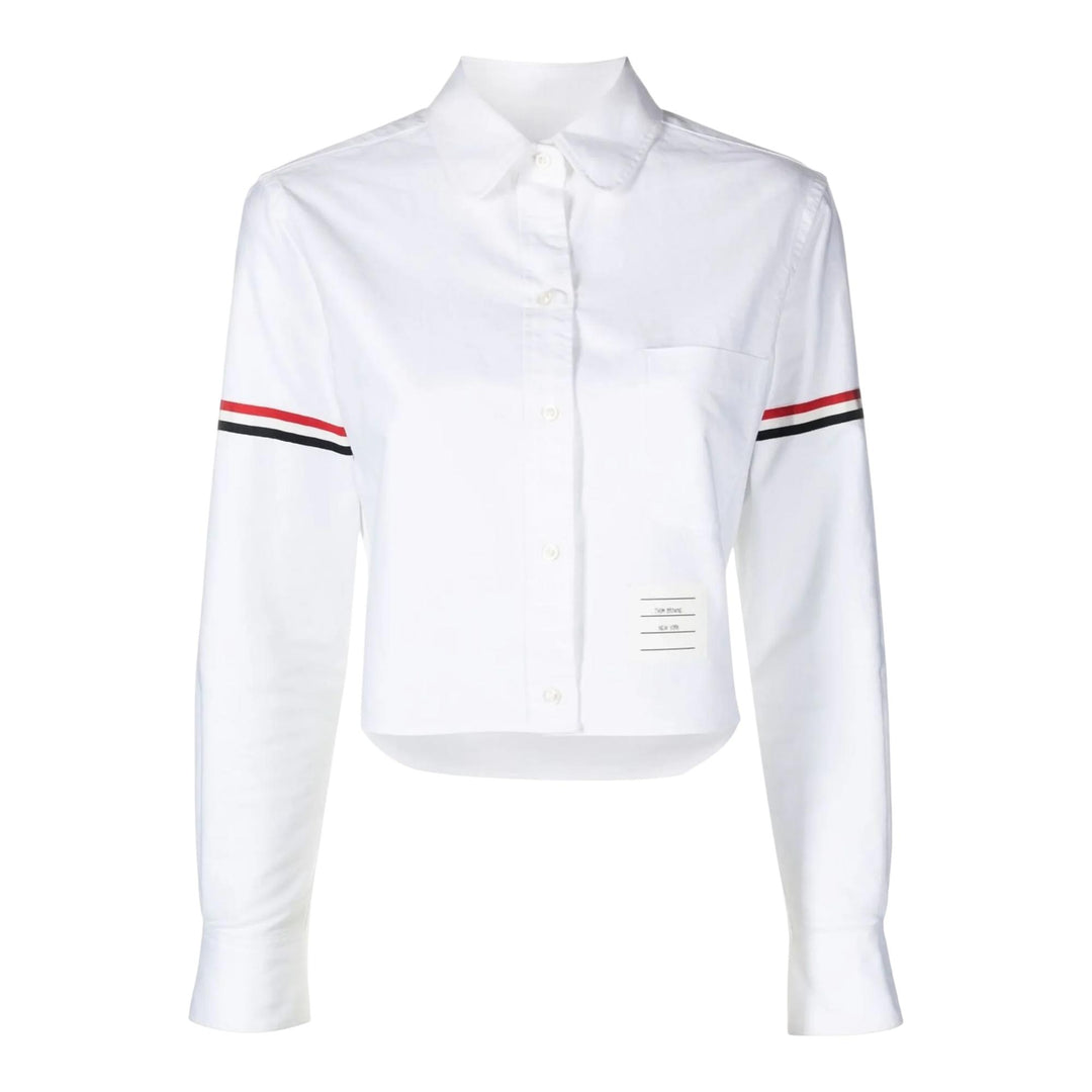 Club21 - Thom Browne - Oxford Armband Round Collar Cropped Shirt Women - BLOUSES - White