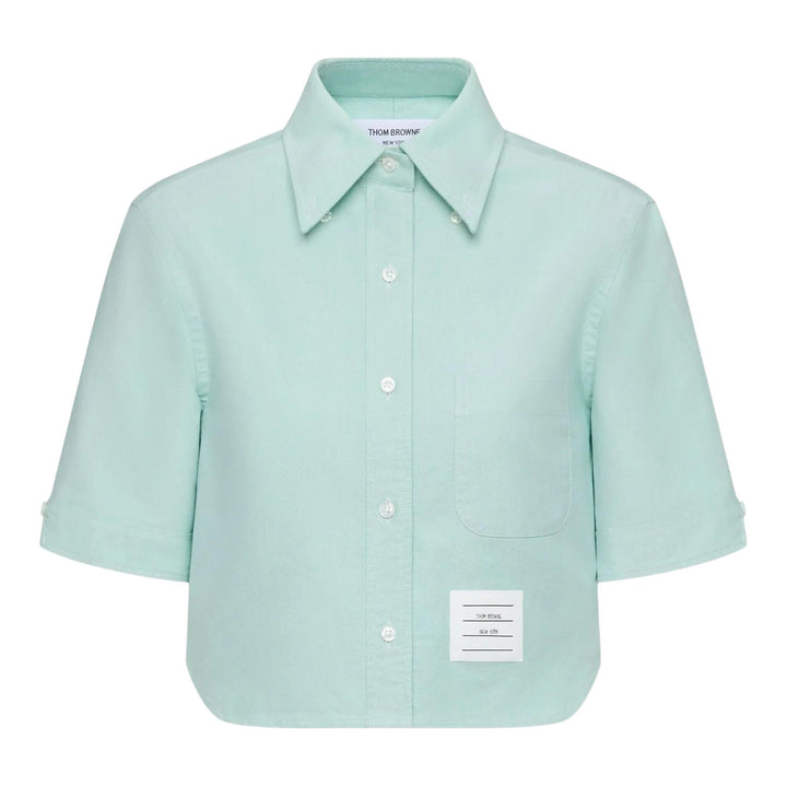 Club21 - Thom Browne - Oxford Cropped Short Sleeve Shirt Women - BLOUSES - Green