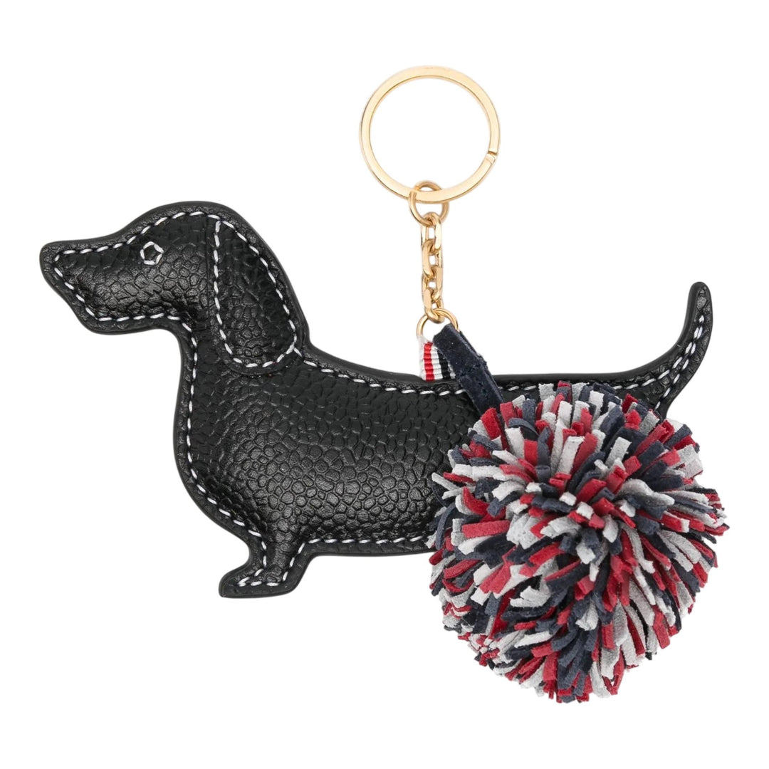 Club21 - Thom Browne - Pebble Grain Leather Rwb-Pom Pom Hector Keyring Men - KEYRINGS - Black