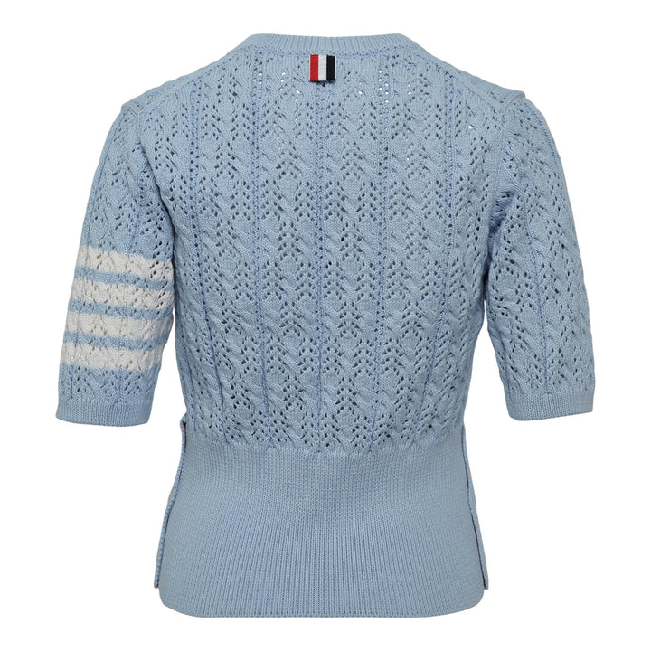 Club21 - Thom Browne - Pointelle Cable Stitch Tee - KNIT TOPS - Light Blue