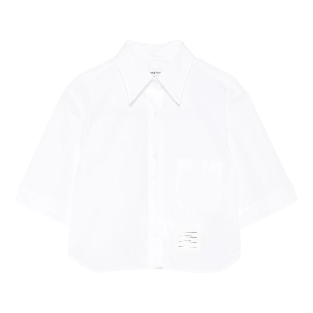 Club21 - Thom Browne - Poplin Cropped Short Sleeve Shirt Women - SHIRTS - White