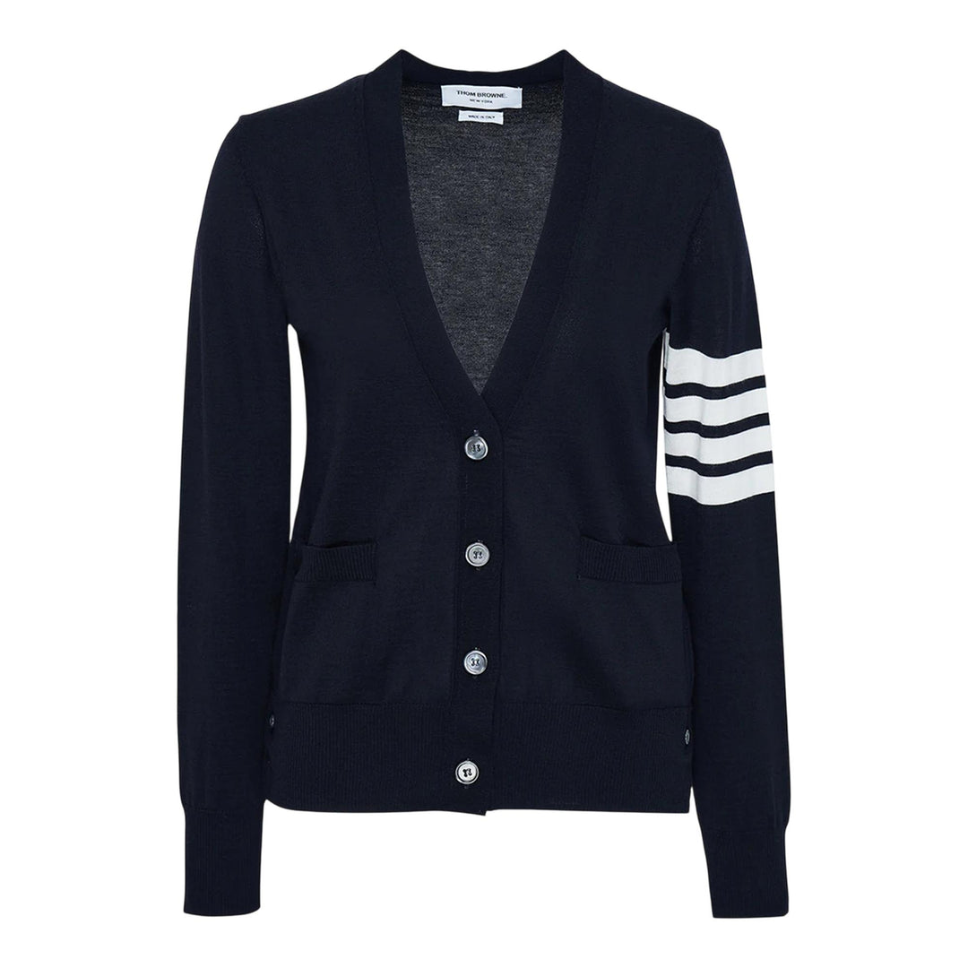 Club21 - Thom Browne - Relaxed Fit V Neck Cardigan Women - CARDIGANS - Navy