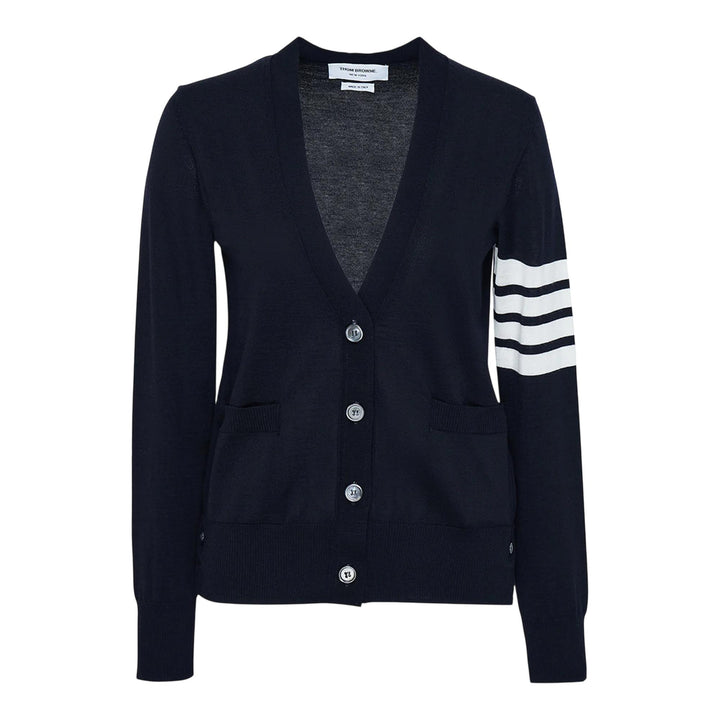 Club21 - Thom Browne - Relaxed Fit V Neck Cardigan Women - CARDIGANS - Navy