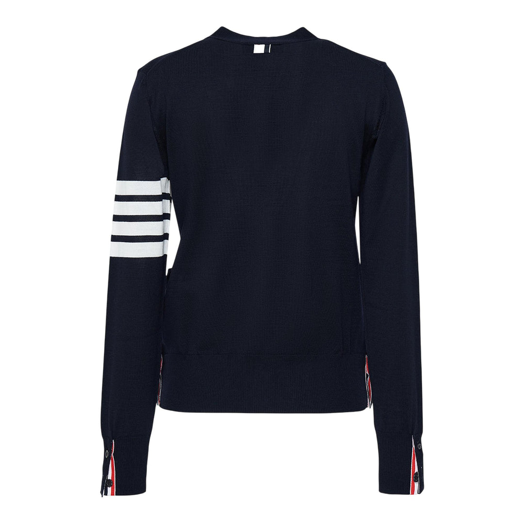 Thom-Browne-Relaxed-Fit-V-Neck-Cardigan-Navy-2