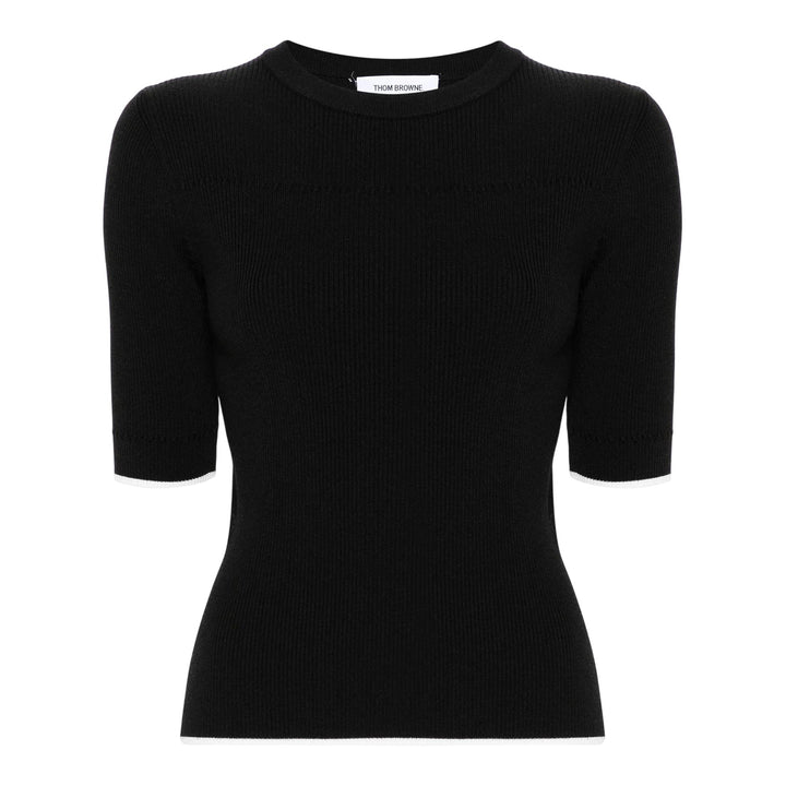 Club21 - Thom Browne - Rib Stitch With Cable Tee Women - KNIT TOPS - Black